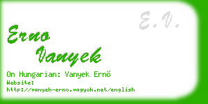 erno vanyek business card